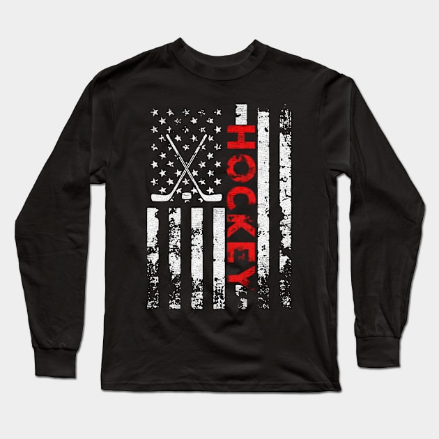 Hockey america flag Long Sleeve T-Shirt by Sendumerindu